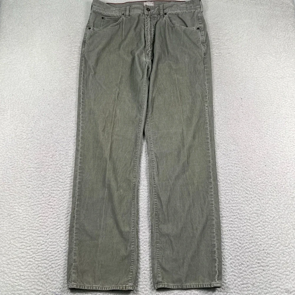 J Crew Vintage Cord Pants Mens 36x32 Straight Leg Corduroy Green Y2K Baggy Retro